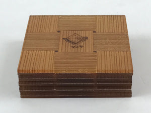 Japanese Wood Acrylic Resin Drink Saucer 5pc Set Chataku Coaster Square UR929