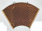 Japanese Wood Bamboo Hanging Shikishi Art Board Frame Vtg Fan Shape Brown FL513