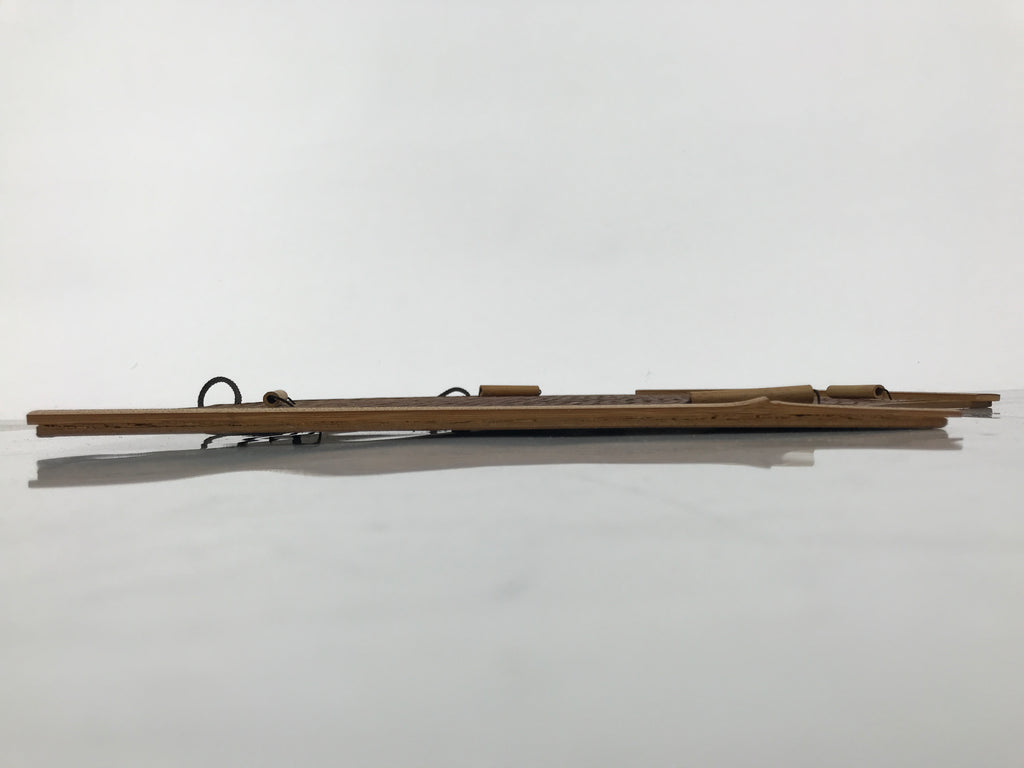 Japanese Wood Bamboo Hanging Shikishi Art Board Frame Vtg Fan Shape Brown FL513