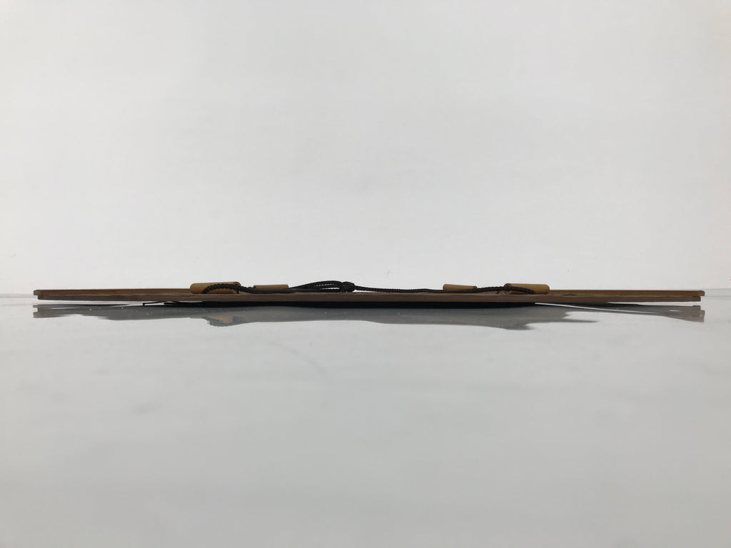 Japanese Wood Bamboo Hanging Shikishi Art Board Frame Vtg Fan Shape Brown FL513