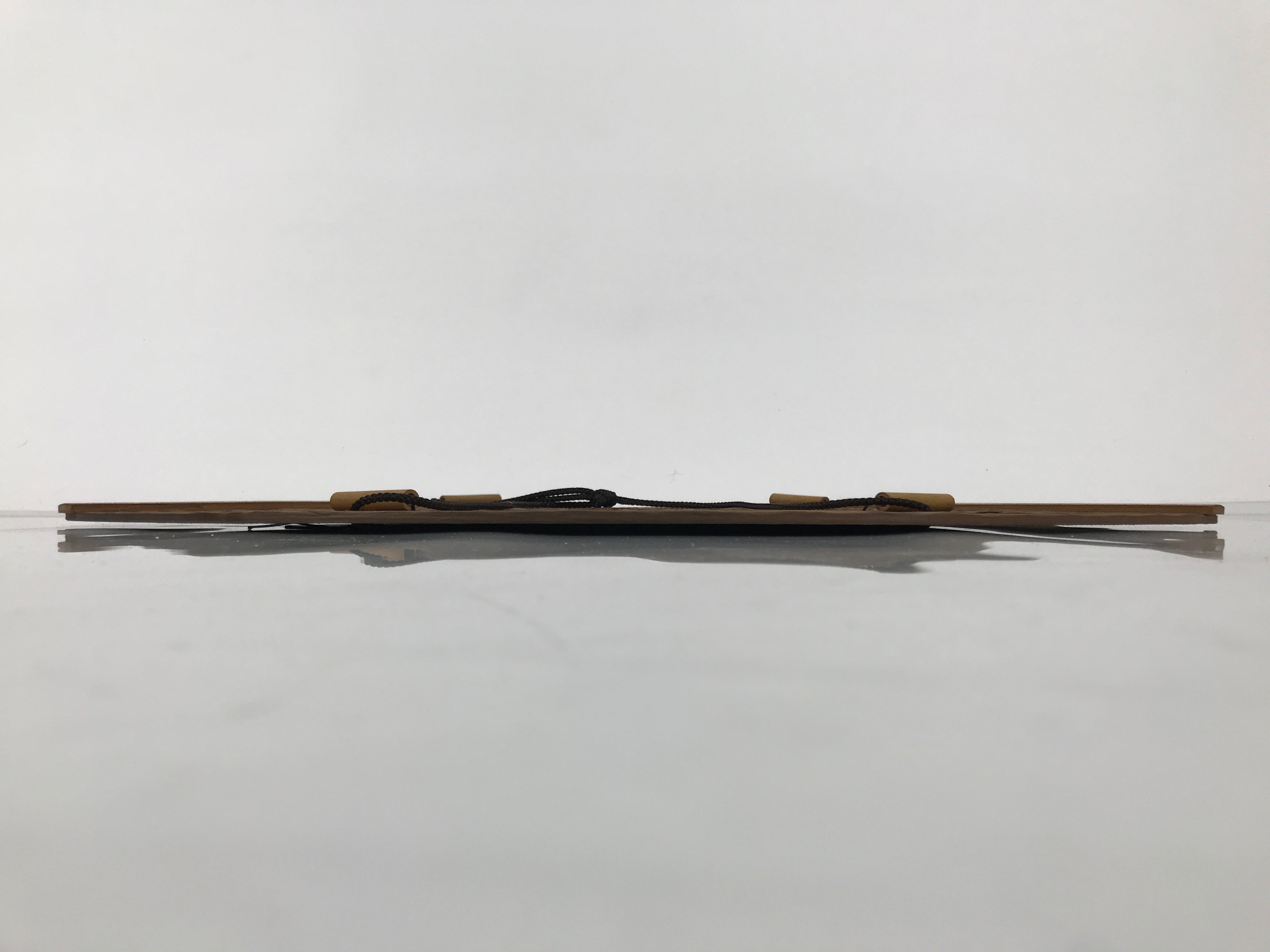 Japanese Wood Bamboo Hanging Shikishi Art Board Frame Vtg Fan Shape Brown FL513