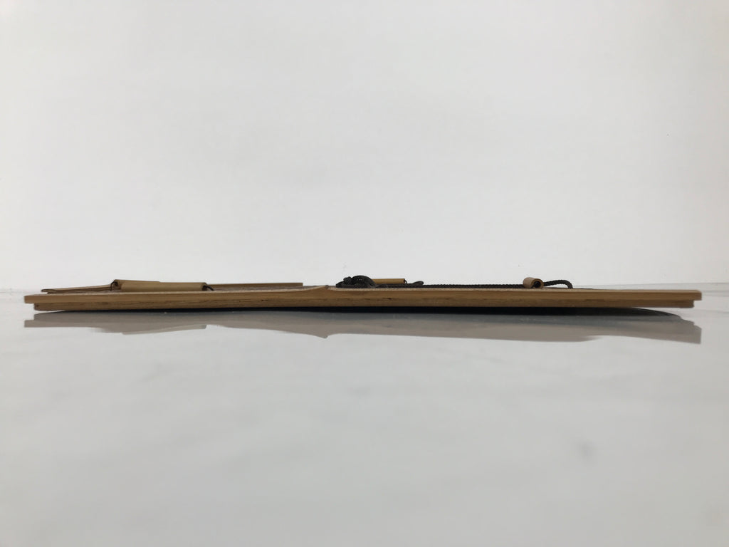 Japanese Wood Bamboo Hanging Shikishi Art Board Frame Vtg Fan Shape Brown FL513
