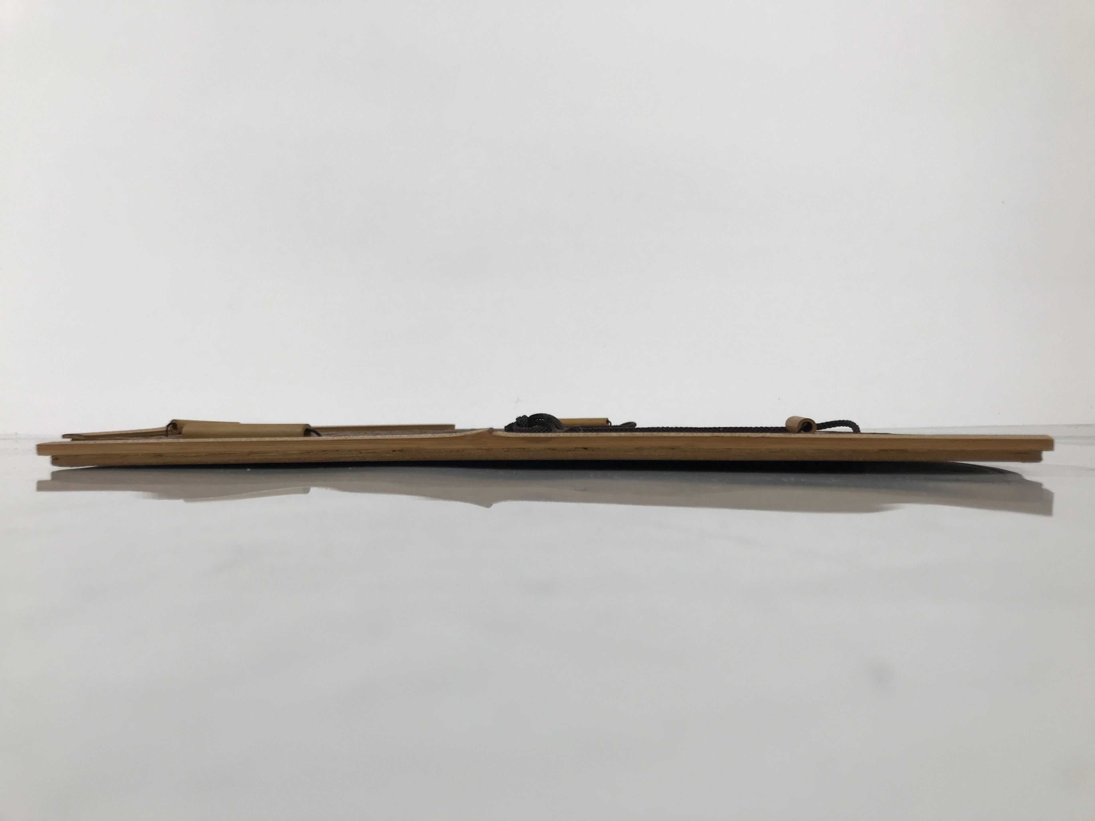 Japanese Wood Bamboo Hanging Shikishi Art Board Frame Vtg Fan Shape Brown FL513