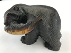 Japanese Wood Carved Ainu Bear Statue Vtg Sculpture Hokkaido Brown AB103