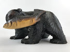Japanese Wood Carved Ainu Bear Statue Vtg Sculpture Hokkaido Brown AB103