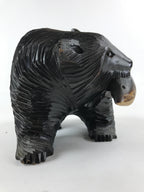 Japanese Wood Carved Ainu Bear Statue Vtg Sculpture Hokkaido Brown AB103