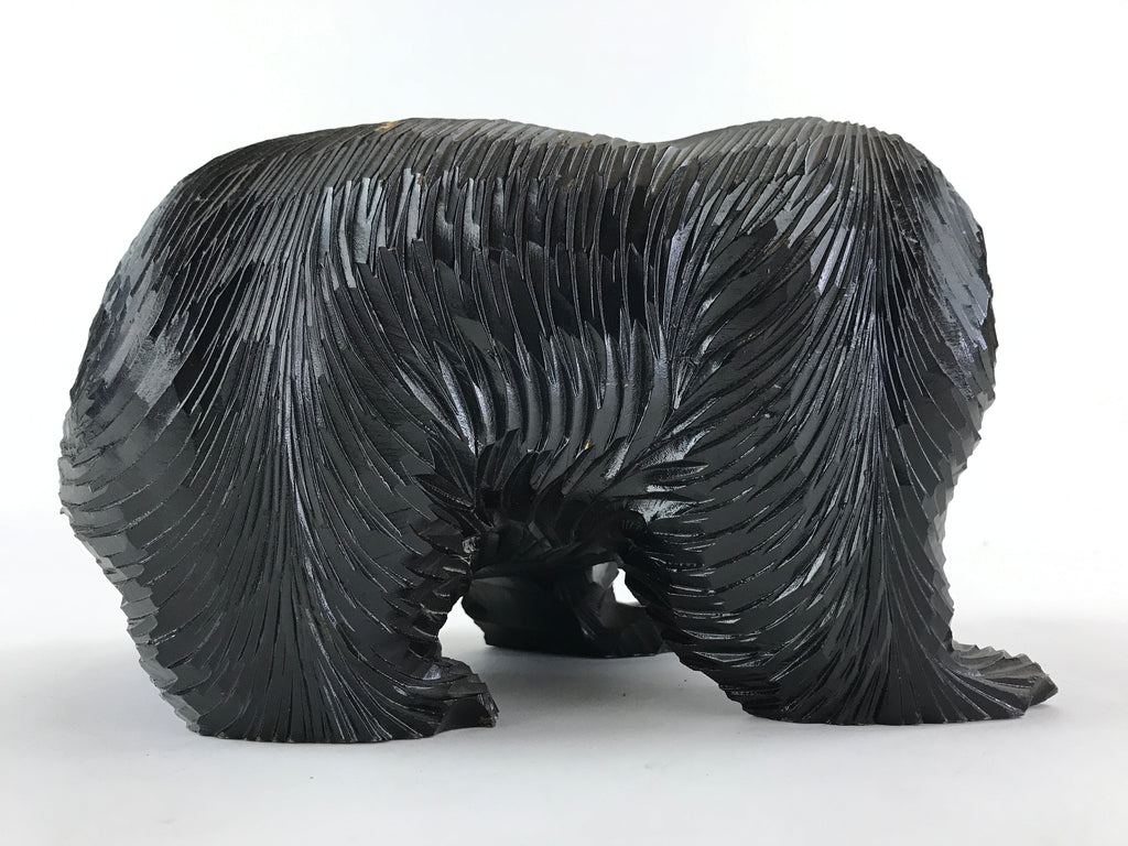 Japanese Wood Carved Ainu Bear Statue Vtg Sculpture Hokkaido Brown AB103
