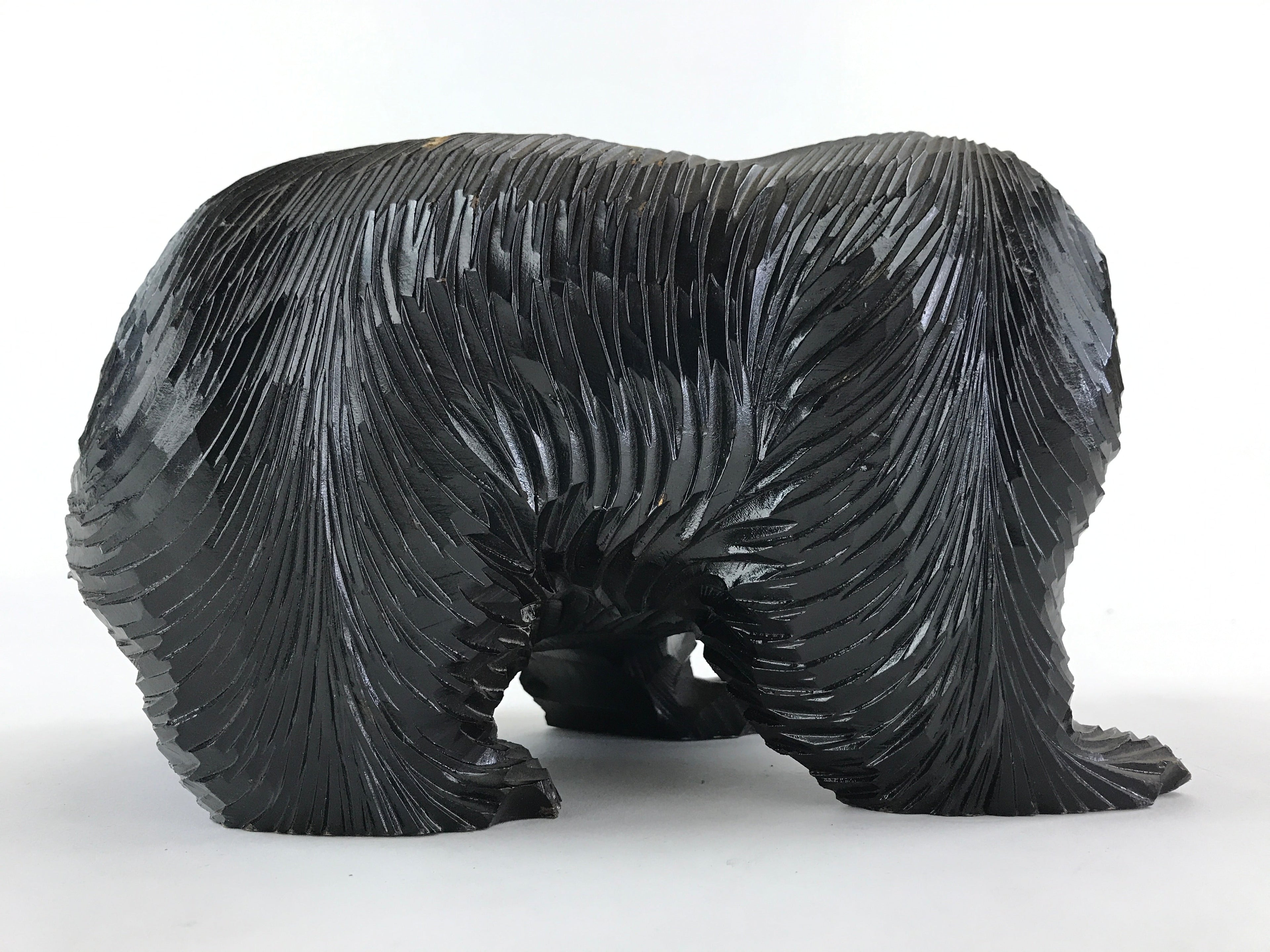 Japanese Wood Carved Ainu Bear Statue Vtg Sculpture Hokkaido Brown AB103