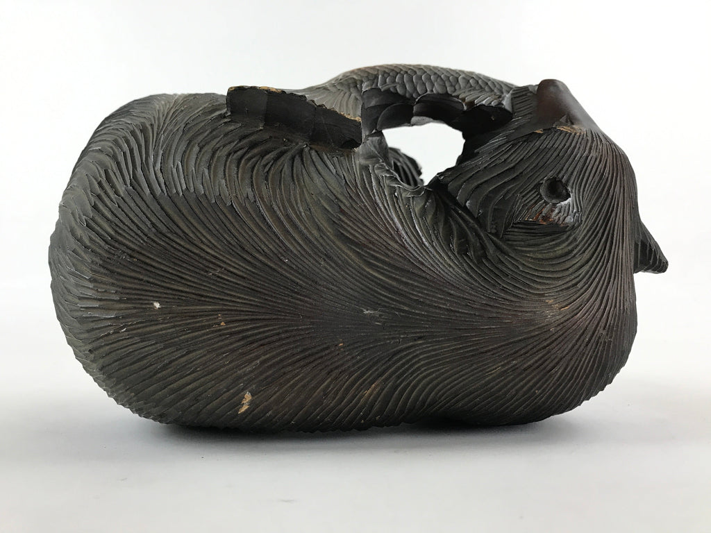 Japanese Wood Carved Ainu Bear Statue Vtg Sculpture Hokkaido Brown AB103
