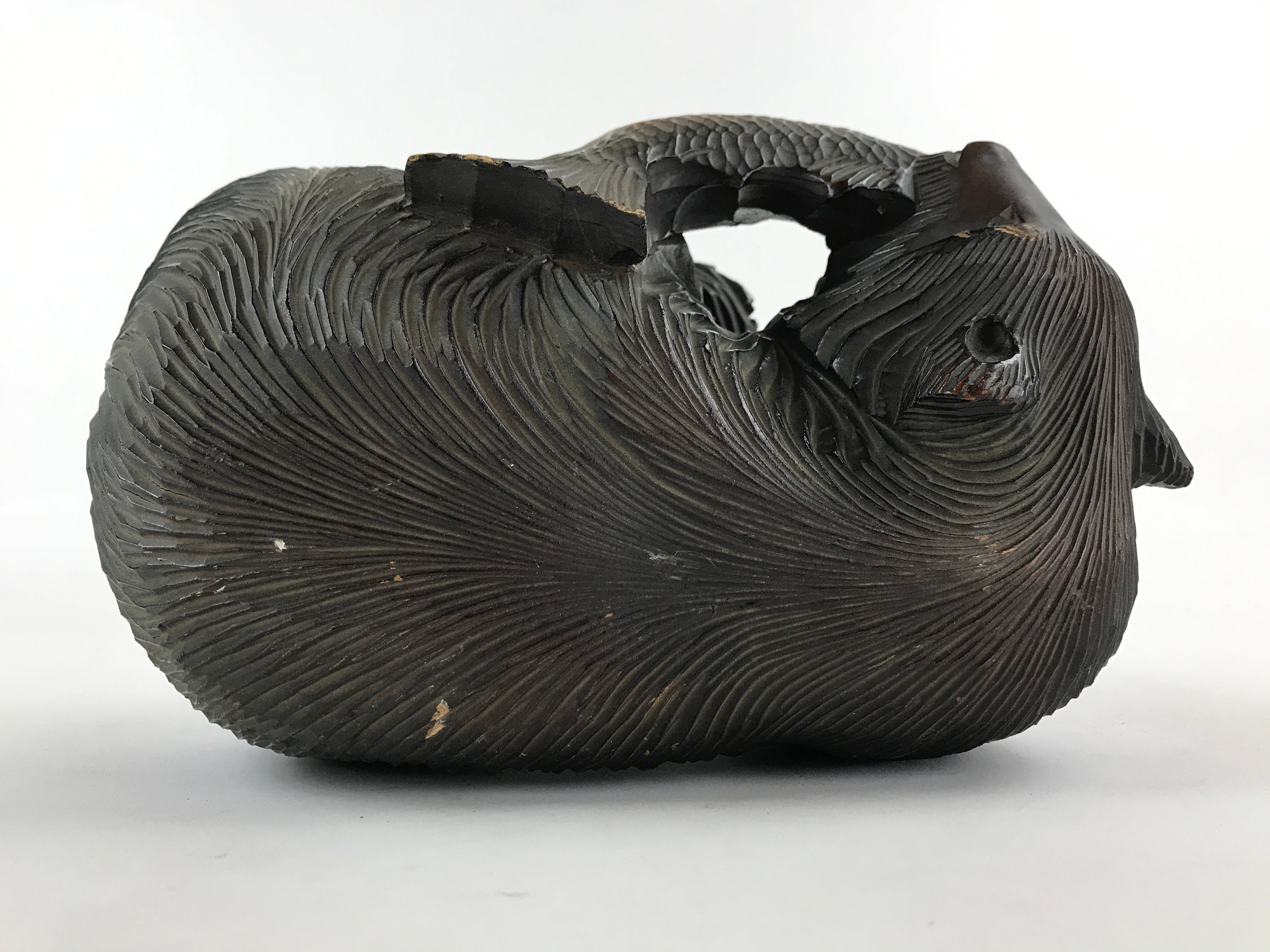 Japanese Wood Carved Ainu Bear Statue Vtg Sculpture Hokkaido Brown AB103