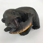 Japanese Wood Carved Ainu Bear Statue Vtg Sculpture Hokkaido Brown AB103
