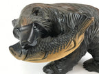 Japanese Wood Carved Ainu Bear Statue Vtg Sculpture Hokkaido Brown AB104