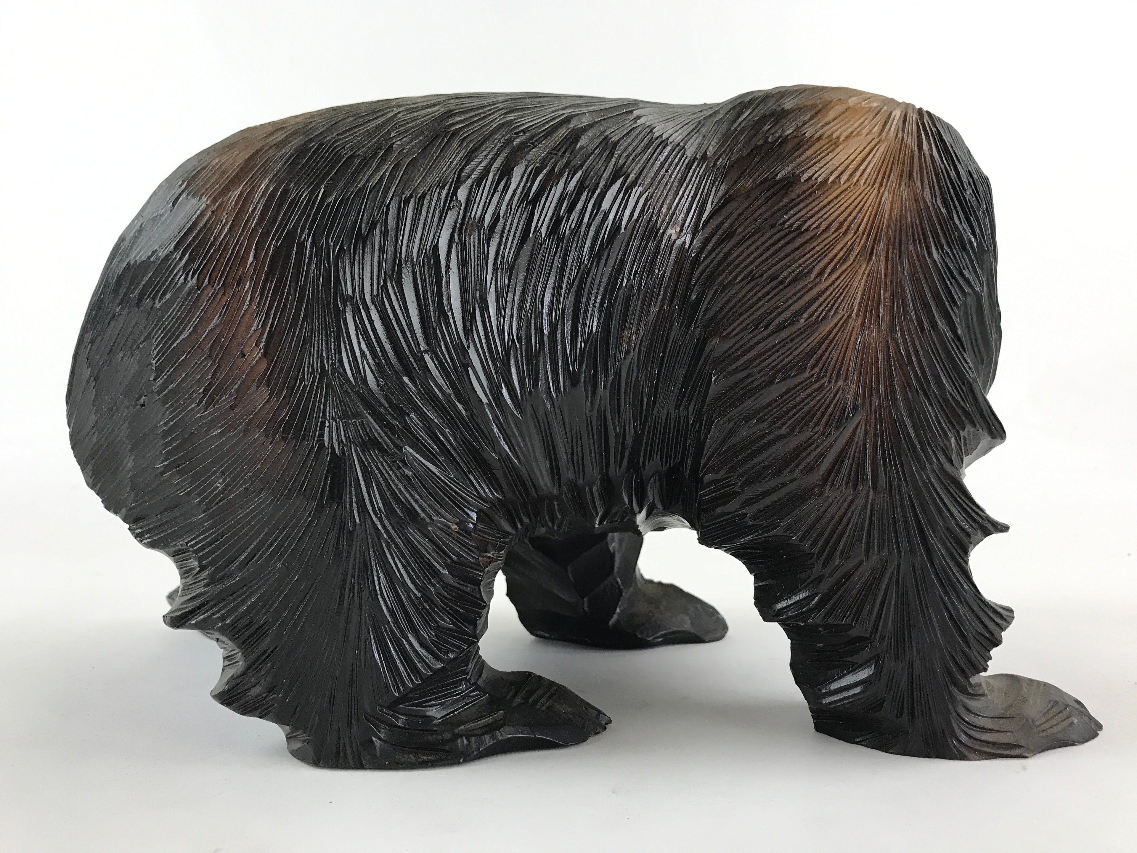 Japanese Wood Carved Ainu Bear Statue Vtg Sculpture Hokkaido Brown AB104