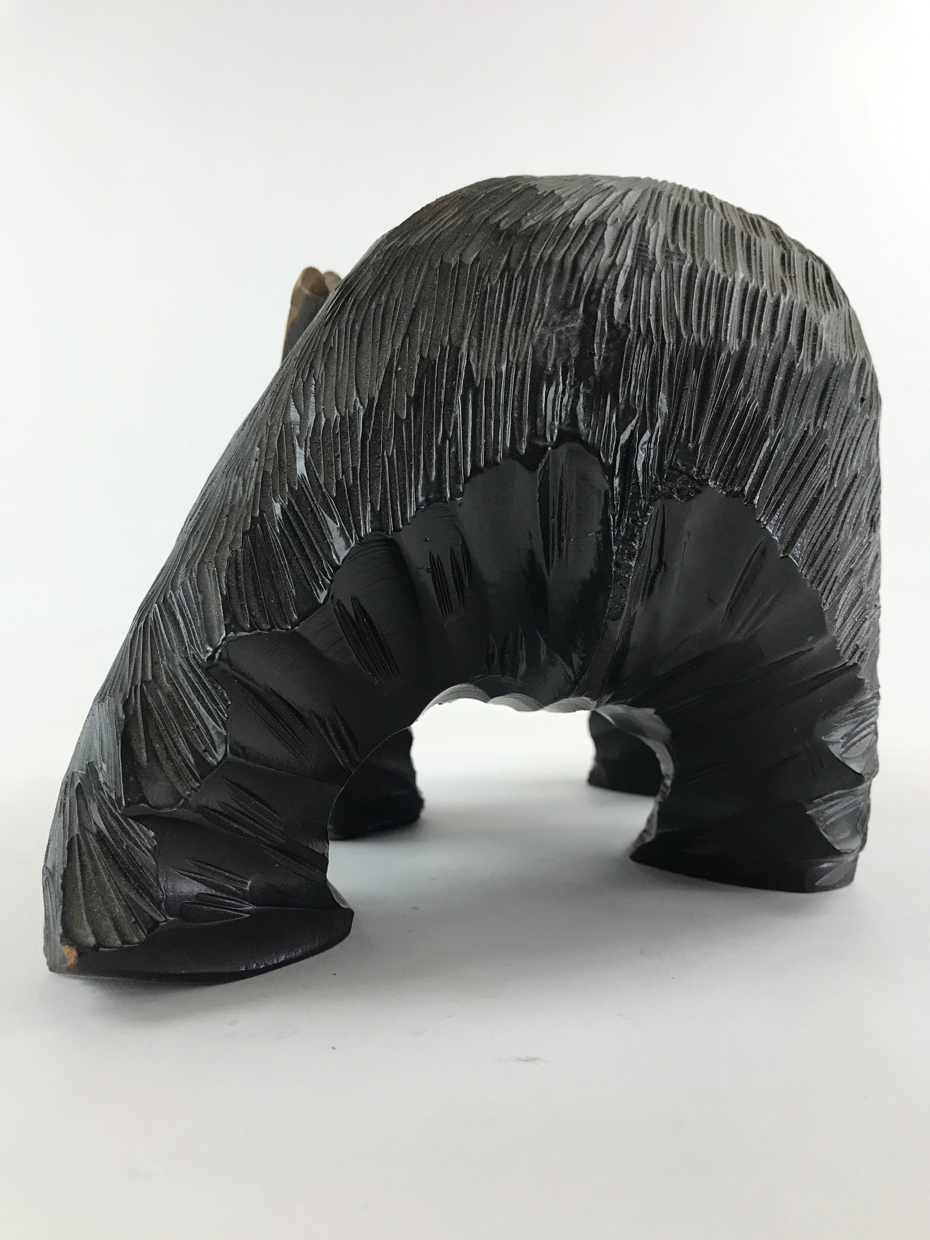 Japanese Wood Carved Ainu Bear Statue Vtg Sculpture Hokkaido Brown AB104
