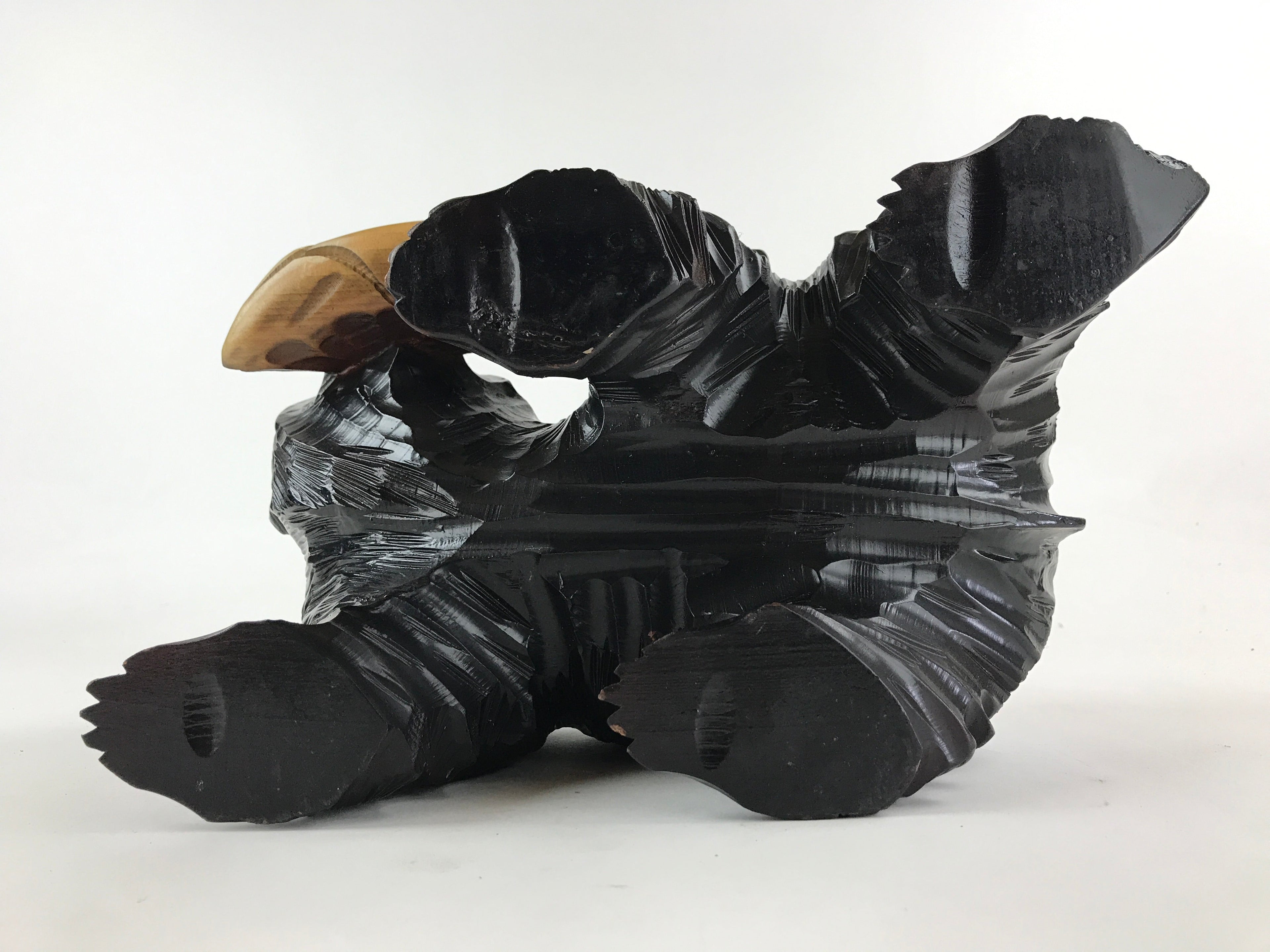 Japanese Wood Carved Ainu Bear Statue Vtg Sculpture Hokkaido Brown AB104