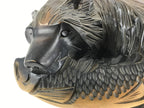Japanese Wood Carved Ainu Bear Statue Vtg Sculpture Hokkaido Brown AB104