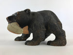Japanese Wood Carved Ainu Bear Statue Vtg Sculpture Hokkaido Brown AB106
