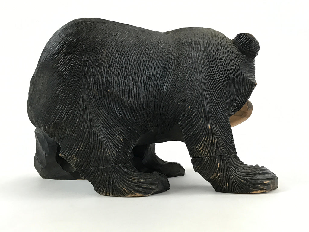 Japanese Wood Carved Ainu Bear Statue Vtg Sculpture Hokkaido Brown AB106