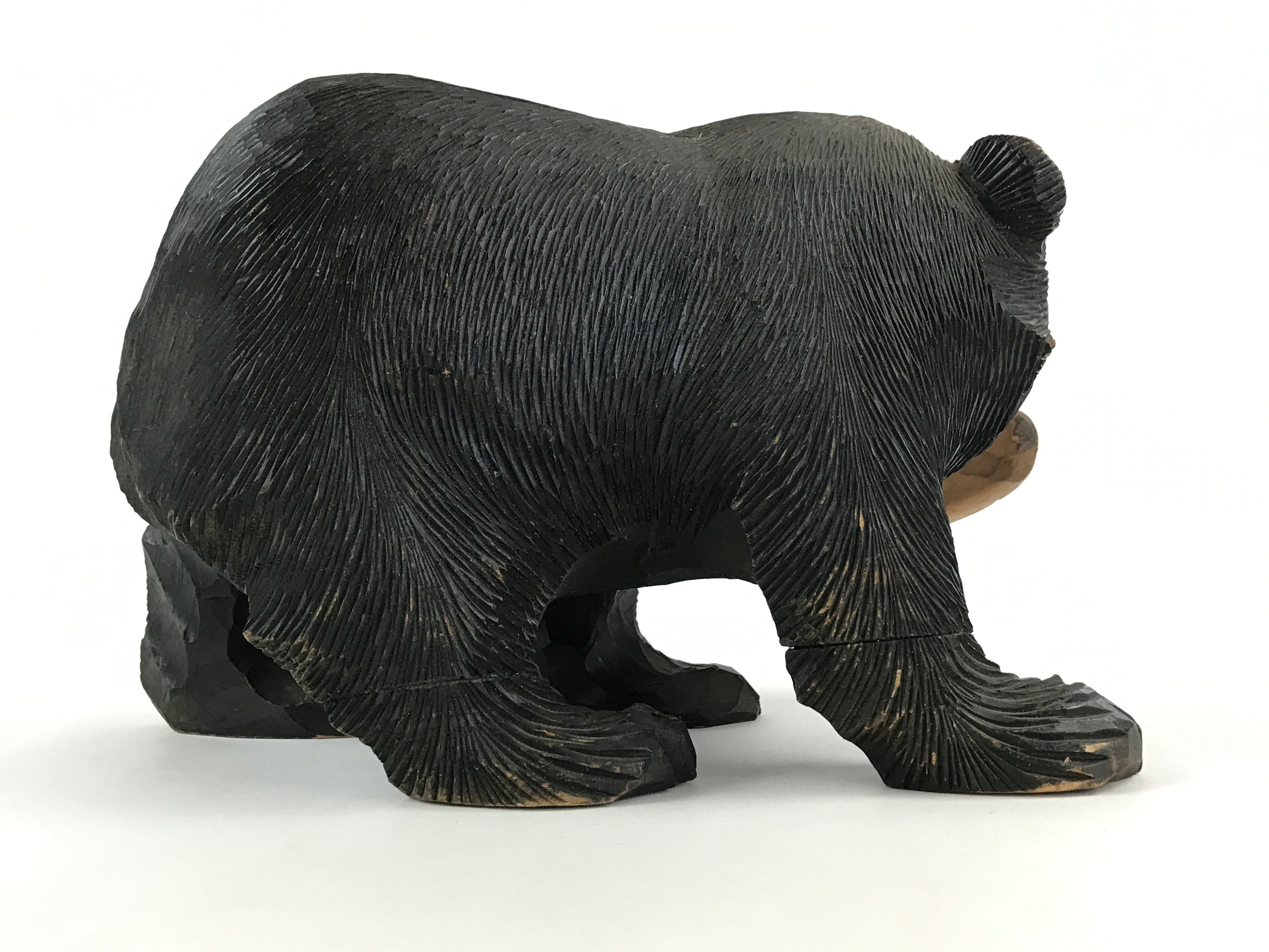 Japanese Wood Carved Ainu Bear Statue Vtg Sculpture Hokkaido Brown AB106