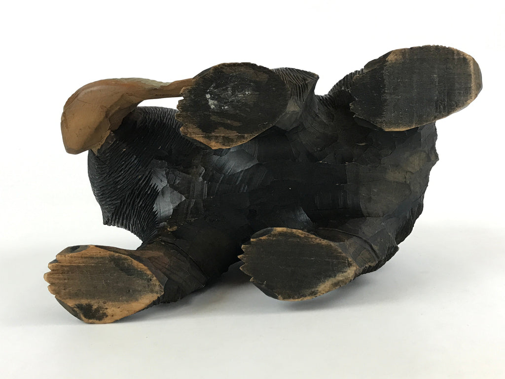 Japanese Wood Carved Ainu Bear Statue Vtg Sculpture Hokkaido Brown AB106