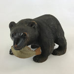 Japanese Wood Carved Ainu Bear Statue Vtg Sculpture Hokkaido Brown AB106