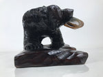 Japanese Wood Carved Ainu Bear Statue Vtg Sculpture Hokkaido Brown Stand AB116