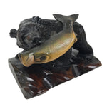 Japanese Wood Carved Ainu Bear Statue Vtg Sculpture Hokkaido Brown Stand AB116