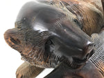 Japanese Wood Carved Ainu Bear Statue Vtg Sculpture Hokkaido Brown Stand AB117
