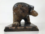 Japanese Wood Carved Ainu Bear Statue Vtg Sculpture Hokkaido Brown Stand AB117