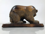 Japanese Wood Carved Ainu Bear Statue Vtg Sculpture Hokkaido Brown Stand AB117