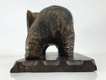 Japanese Wood Carved Ainu Bear Statue Vtg Sculpture Hokkaido Brown Stand AB117