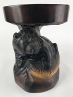 Japanese Wood Carved Ainu Bear Stool Vtg Side Table Sculpture Hokkaido AB112