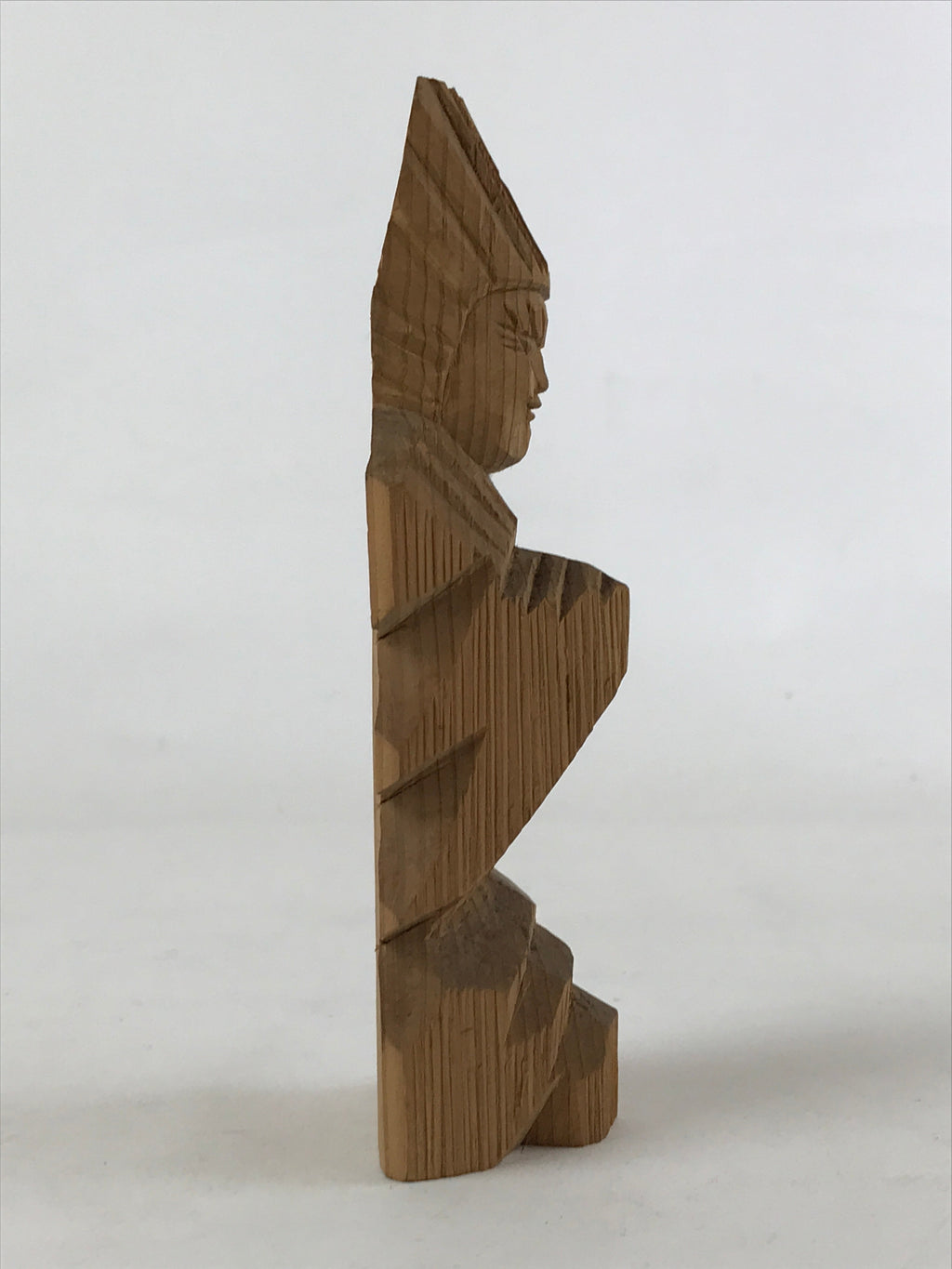 Japanese Wood Carved Ainu Statue Vtg Handcrafted Sculpture Hokkaido Brown AB107
