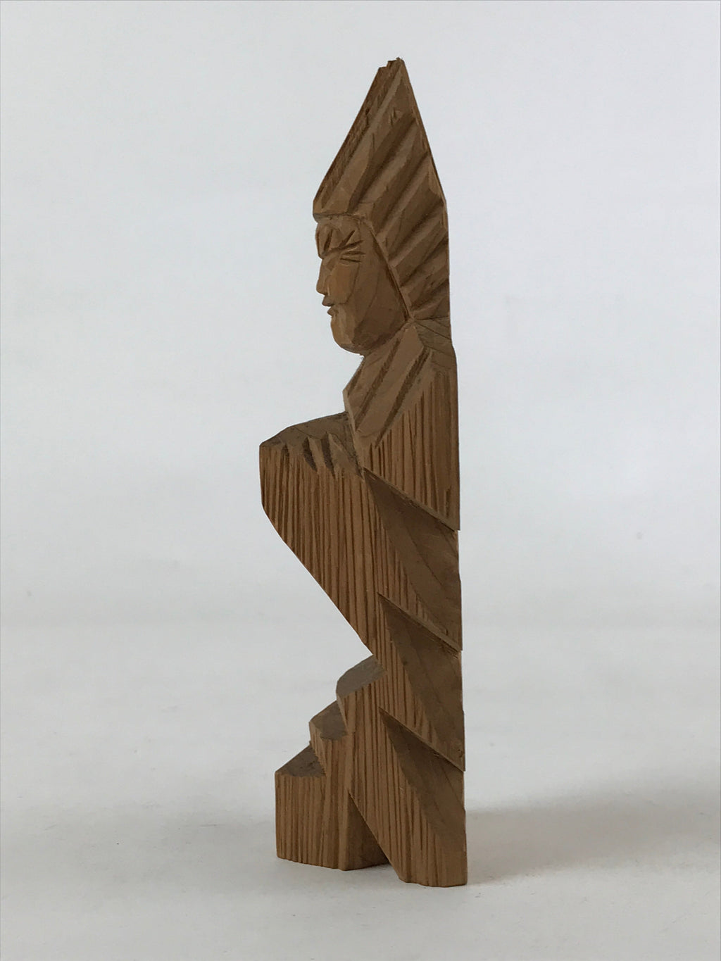 Japanese Wood Carved Ainu Statue Vtg Handcrafted Sculpture Hokkaido Brown AB107