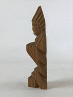 Japanese Wood Carved Ainu Statue Vtg Handcrafted Sculpture Hokkaido Brown AB107