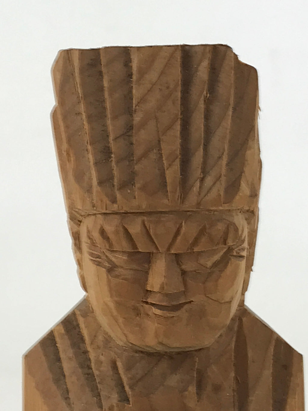 Japanese Wood Carved Ainu Statue Vtg Handcrafted Sculpture Hokkaido Brown AB107