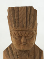 Japanese Wood Carved Ainu Statue Vtg Handcrafted Sculpture Hokkaido Brown AB107