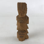 Japanese Wood Carved Ainu Statue Vtg Handcrafted Sculpture Hokkaido Brown AB107