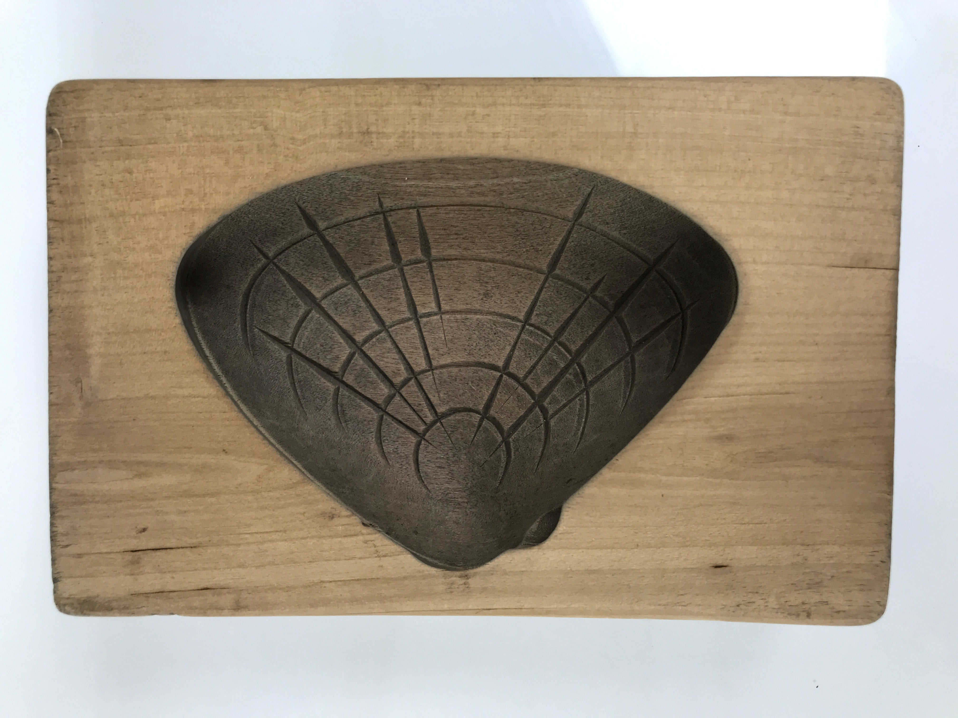 Japanese Wood Carved Kashigata Cake Mold Sweet Wagashi Hamaguri Clam Shell Kg800