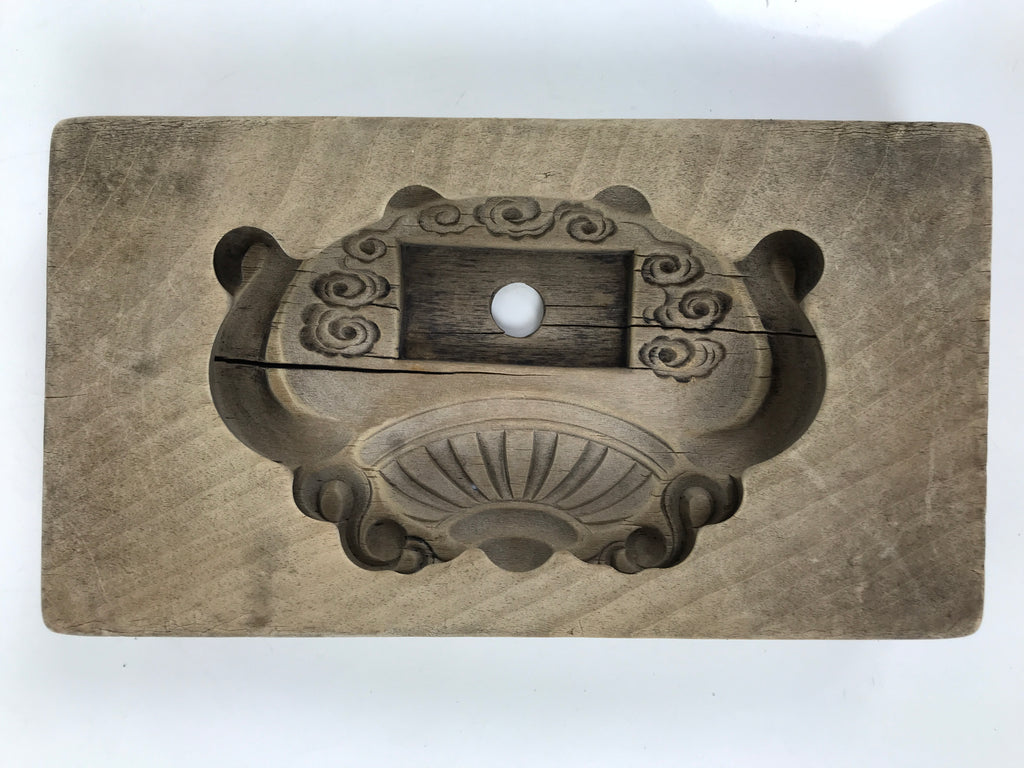 Japanese Wood Carved Kashigata Cake Mold Sweet Wagashi Incense Pot Frame Kg680