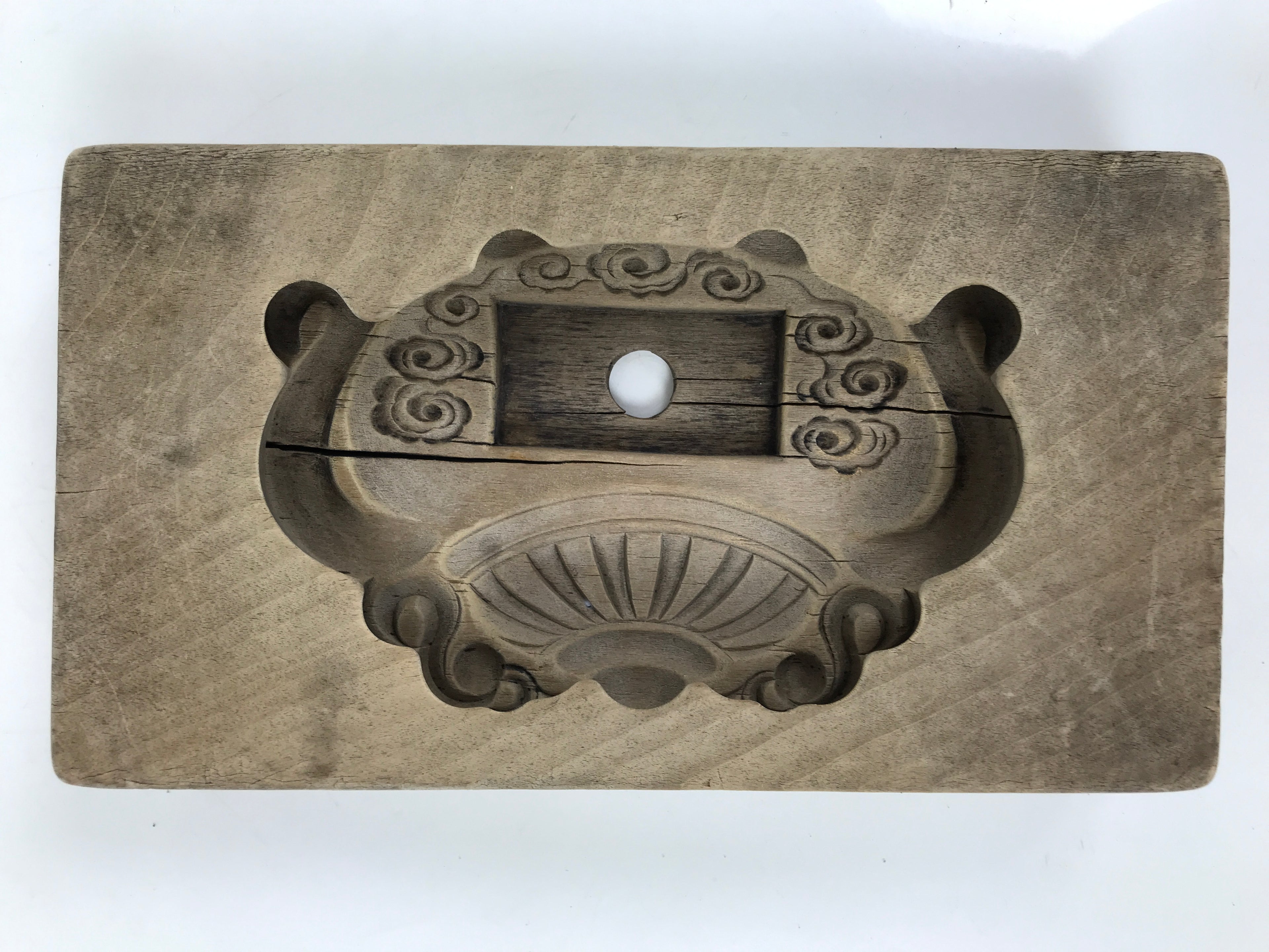 Japanese Wood Carved Kashigata Cake Mold Sweet Wagashi Incense Pot Frame Kg680