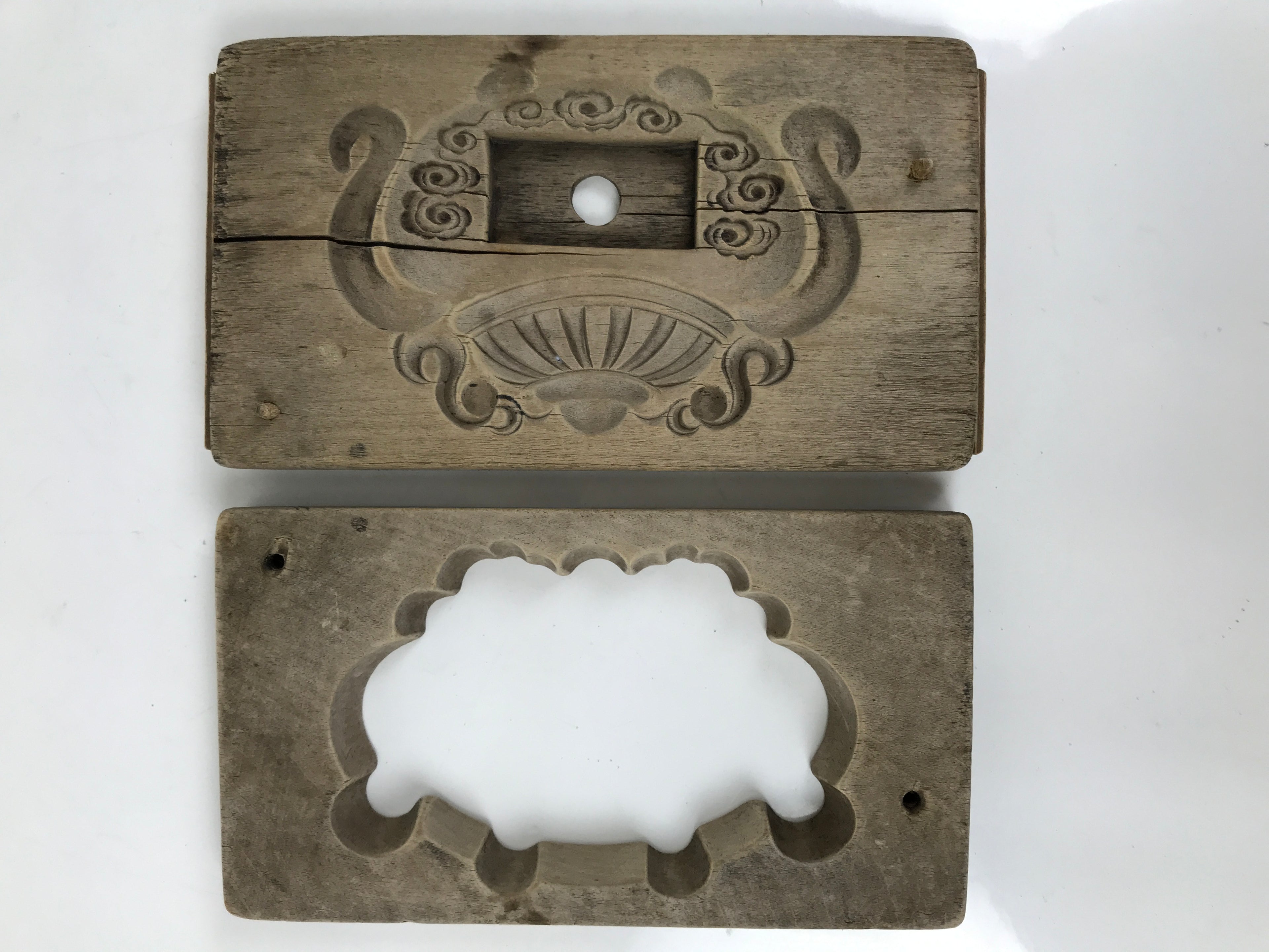 Japanese Wood Carved Kashigata Cake Mold Sweet Wagashi Incense Pot Frame Kg680