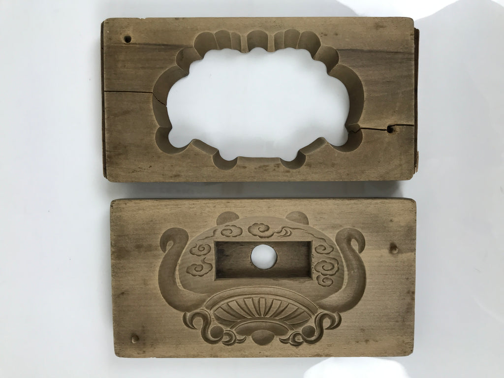 Japanese Wood Carved Kashigata Cake Mold Sweet Wagashi Incense Pot Frame Kg737