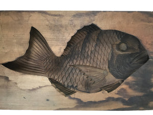 Japanese Wood Carved Kashigata Cake Mold Sweet Wagashi Large Madai Fish Kg604