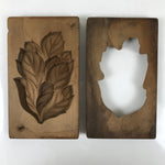 Japanese Wood Carved Kashigata Cake Mold Sweet Wagashi Peony Leaf Botan Kg547