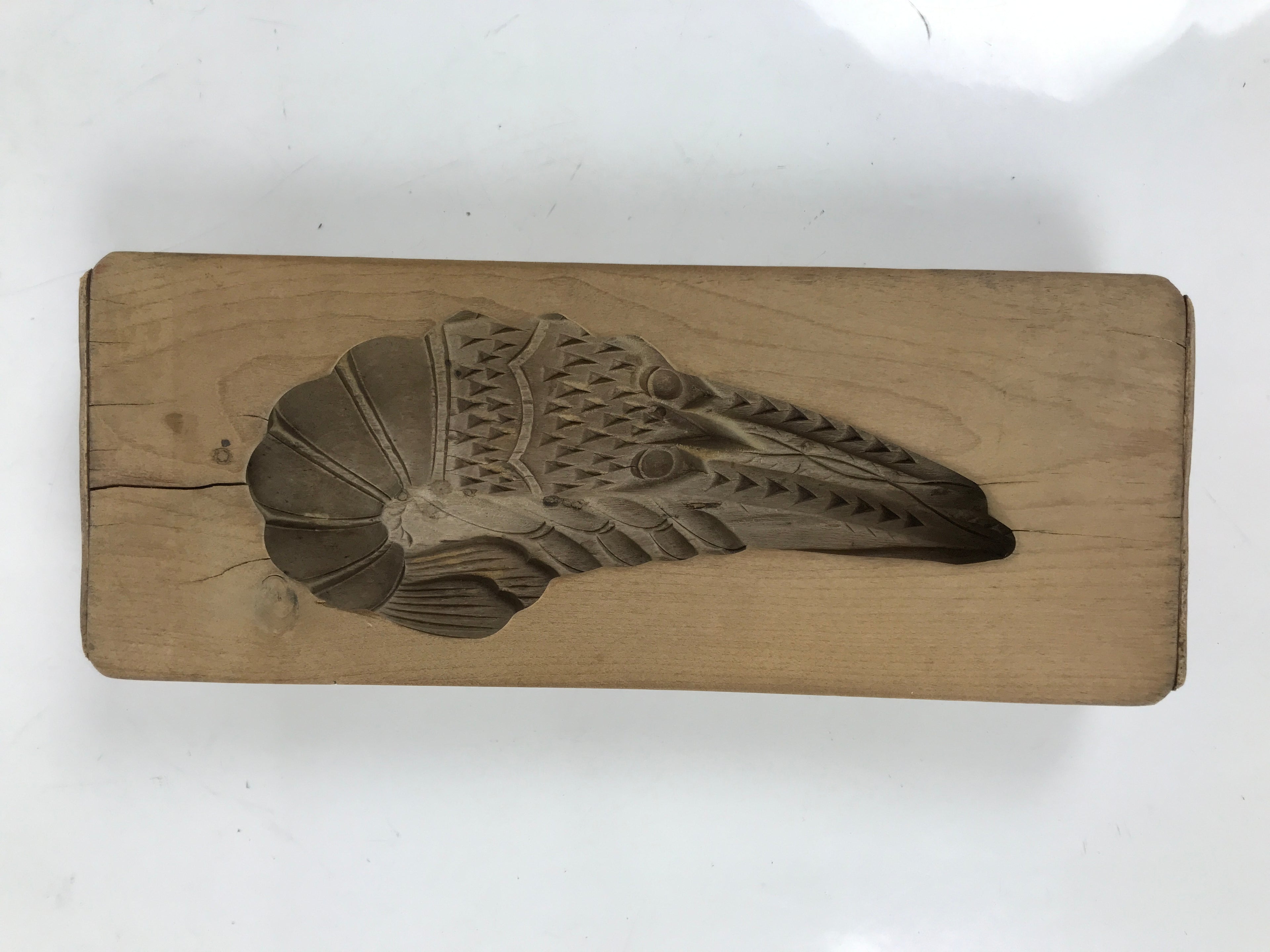 Japanese Wood Carved Kashigata Cake Mold Sweet Wagashi Prawn Shrimp Ebi Kg610