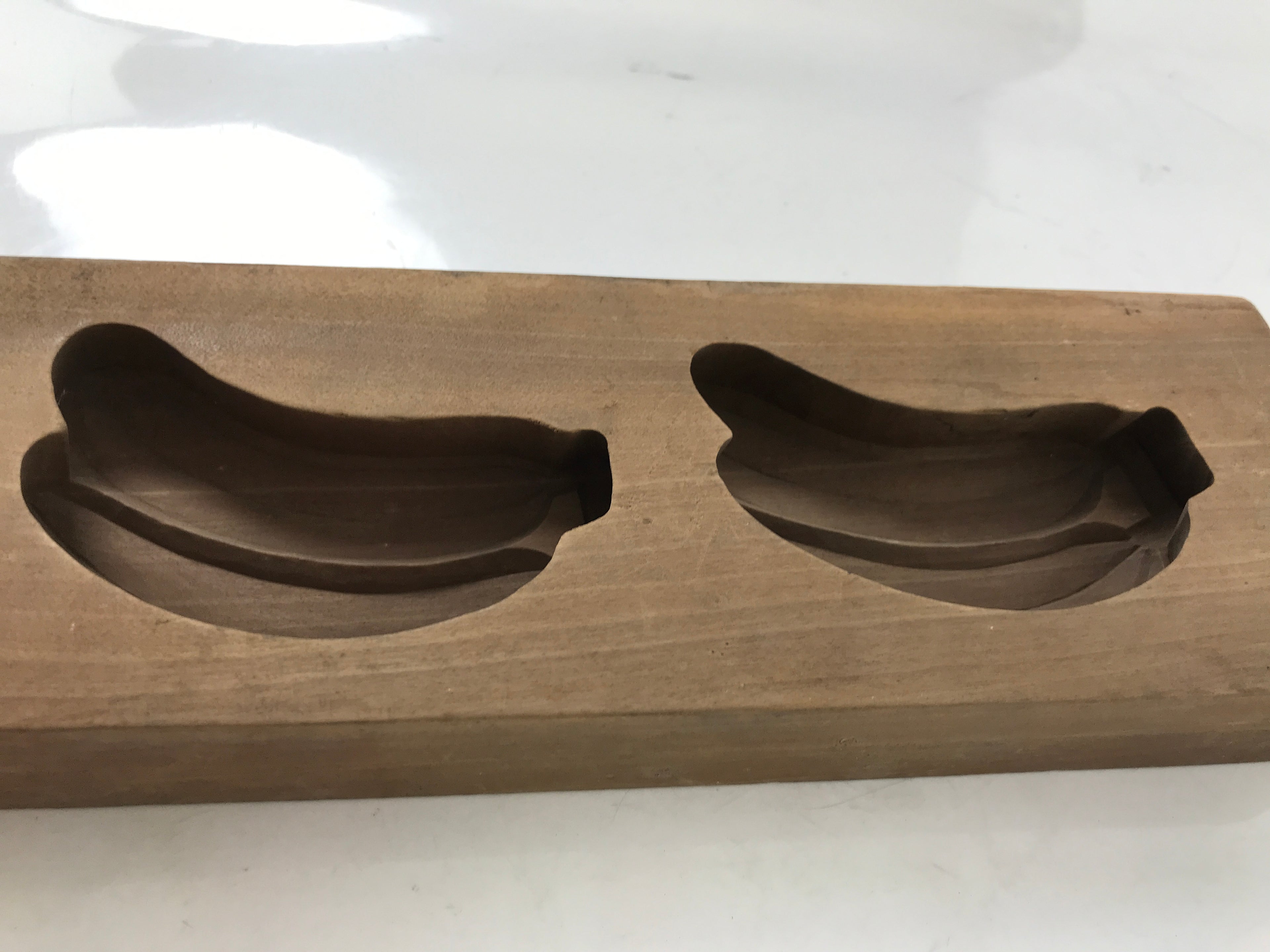 Japanese Wood Carved Kashigata Cake Mold Vtg Sweet Wagashi Banana Kg579