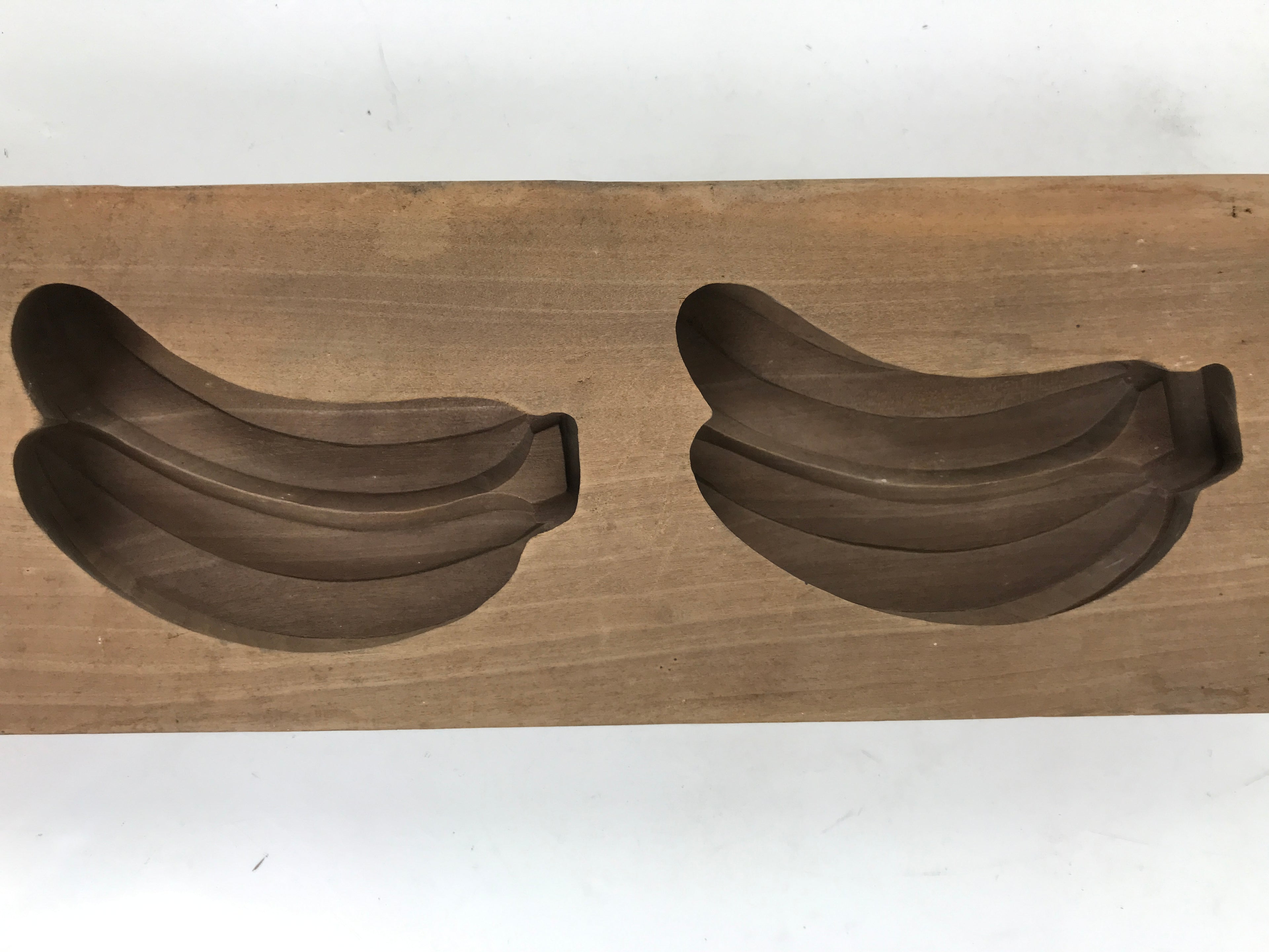 Japanese Wood Carved Kashigata Cake Mold Vtg Sweet Wagashi Banana Kg579