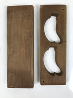 Japanese Wood Carved Kashigata Cake Mold Vtg Sweet Wagashi Banana Kg579