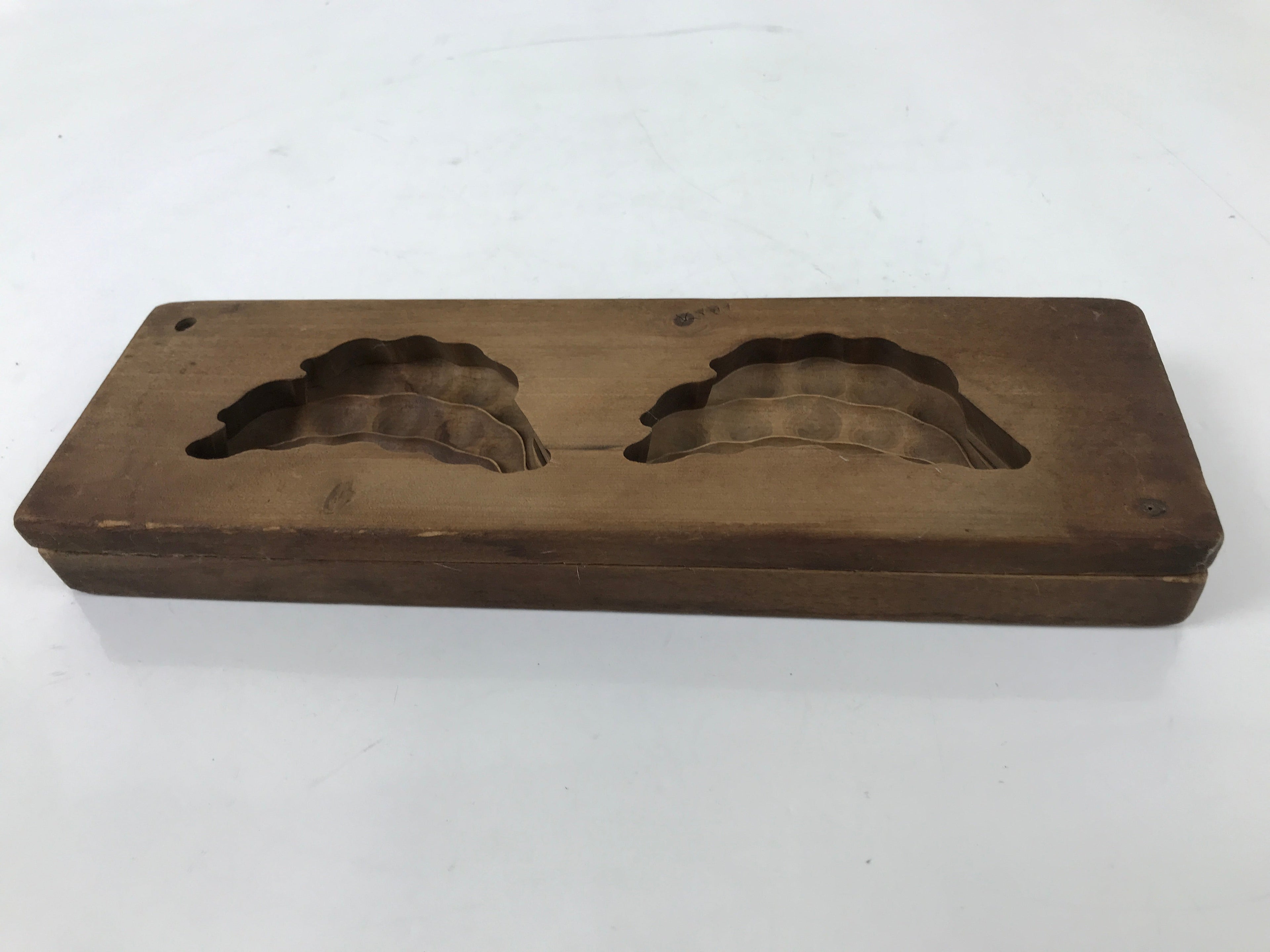 Japanese Wood Carved Kashigata Cake Mold Vtg Sweet Wagashi Beans Mame Kg553